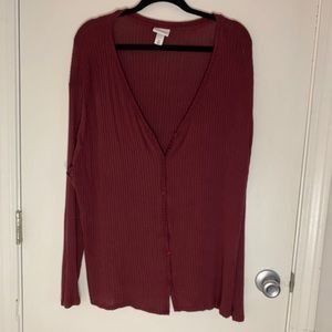 Maroon button down cardigan